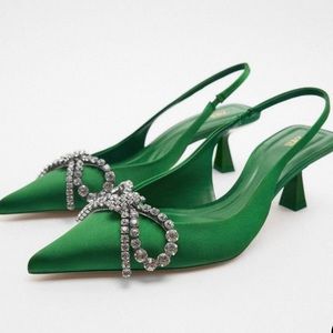 Zara Slingback Embellished Bow Heel